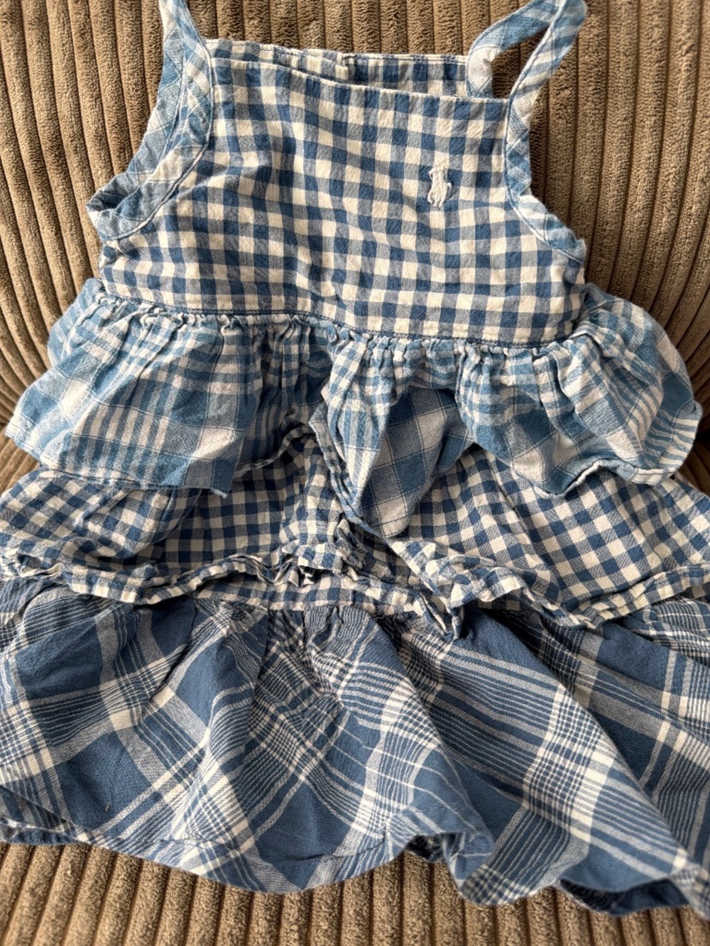 Ralph Lauren Baby Girl Blue Plaid Ruffle Dress